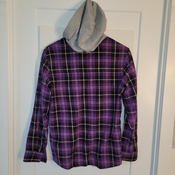Plad Button-up Hoodie Sweater Shirt Large - Picture 5 of 9